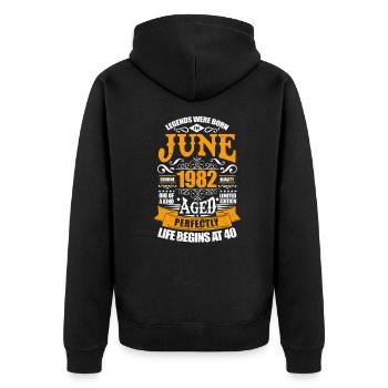 Juni 1982 40. Geburtstag 40 Jahre Geschenk - Unisex Premium Bio Zip Hoodie - Schwarz - Hinten - Nico (187cm)