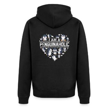 Penguin - Unisex Premium Organic Zip Hoodie - black - Back - Nico (187cm)