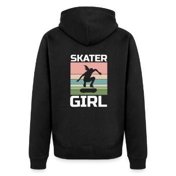 Skateboard Skater Girl - Unisex Premium Bio Zip Hoodie - Schwarz - Hinten - Nico (187cm)