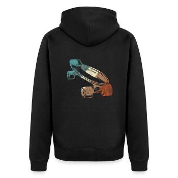 Skateboard Longboard Skater Skate Skaten Geschenk - Unisex Premium Bio Zip Hoodie - Schwarz - Hinten - Nico (187cm)