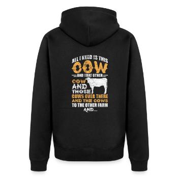 Cow Cow Cows Farm Farmer Gift - Unisex Premium Organic Zip Hoodie - black - Back - Nico (187cm)
