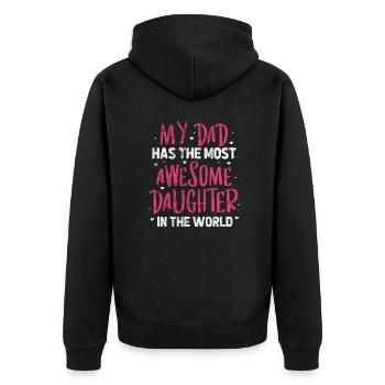 Vater Tochter - Unisex Premium Bio Zip Hoodie - Schwarz - Hinten - Nico (187cm)