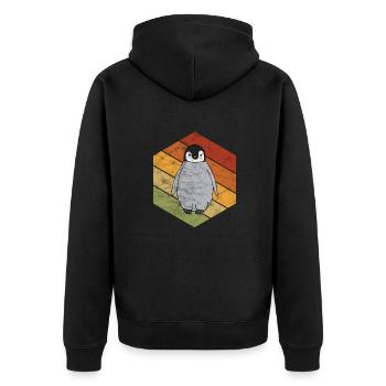 Penguin - Unisex Premium Organic Zip Hoodie - black - Back - Nico (187cm)