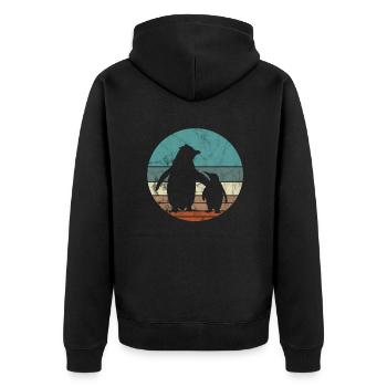 Penguin - Unisex Premium Organic Zip Hoodie - black - Back - Nico (187cm)
