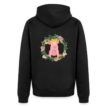 Pig - Unisex Premium Organic Zip Hoodie - black - Back - Nico (187cm)