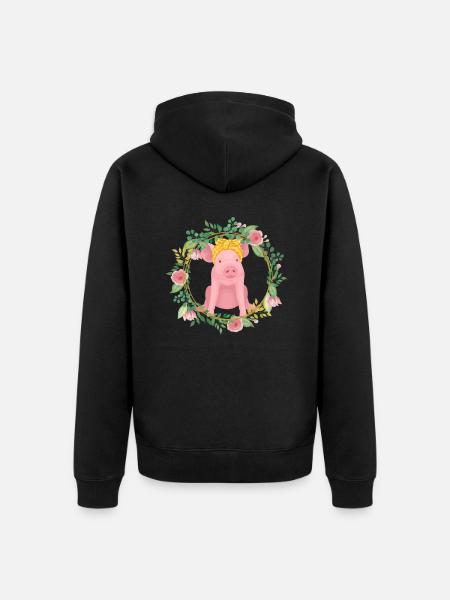 Pig - Unisex Premium Organic Zip Hoodie - black