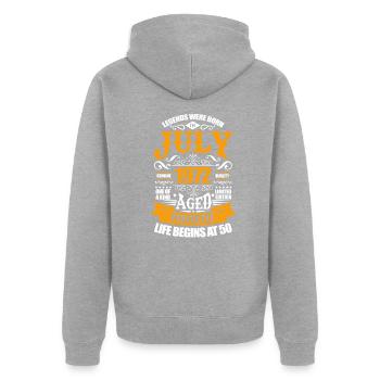 Juli 1972 - Unisex Premium Bio Zip Hoodie - Grau meliert - Hinten - Nico (187cm)