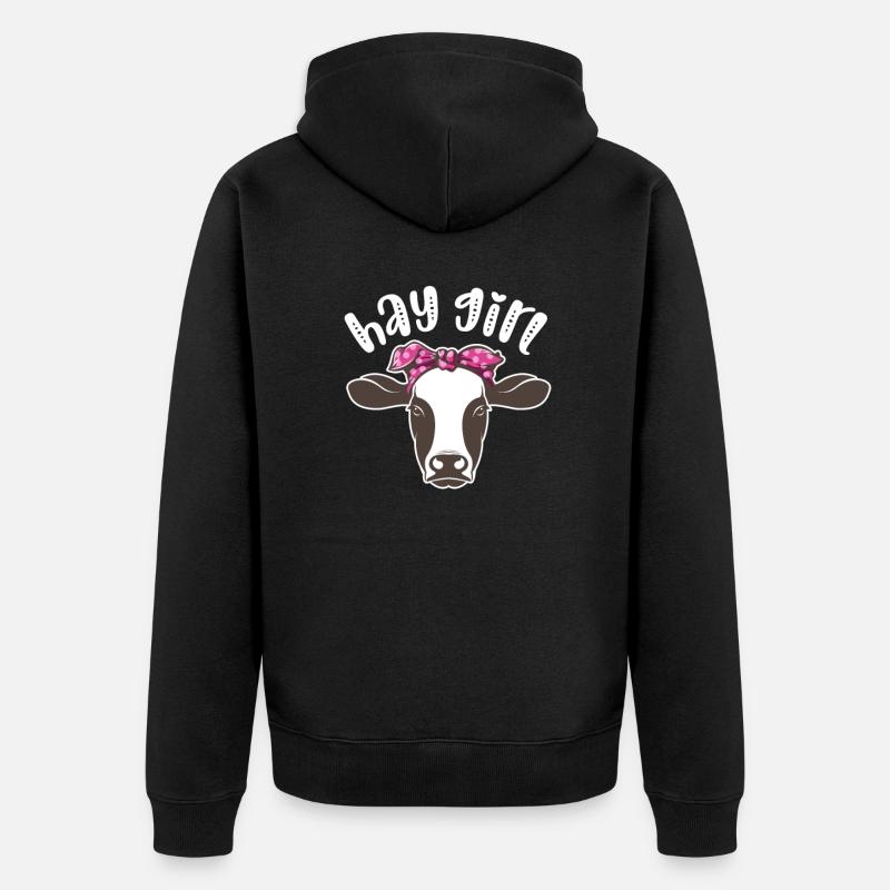 Kuh - Unisex Premium Bio Zip Hoodie - Schwarz
