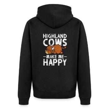 Cow Cow Cows Farm Farmer Gift - Unisex Premium Organic Zip Hoodie - black - Back - Nico (187cm)