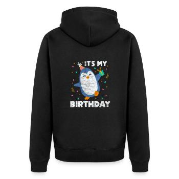 Penguin Birthday - Unisex Premium Organic Zip Hoodie - black - Back - Nico (187cm)