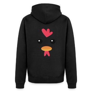 Huhn Bauernhof Geflügel Hahn Hühner Geschenk - Unisex Premium Bio Zip Hoodie - Schwarz - Hinten - Nico (187cm)