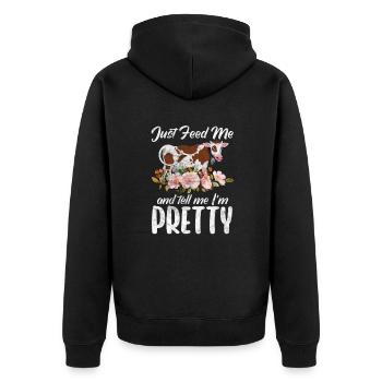 Cow Cow Cows Farm Farmer Gift - Unisex Premium Organic Zip Hoodie - black - Back - Nico (187cm)