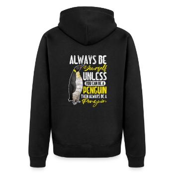 Penguin - Unisex Premium Organic Zip Hoodie - black - Back - Nico (187cm)