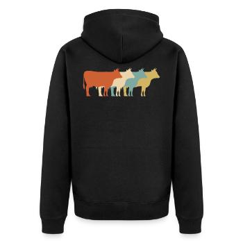 Kühe Bauer Rind Landwirt Kuh Rinder Retro - Unisex Premium Bio Zip Hoodie - Schwarz - Hinten - Nico (187cm)