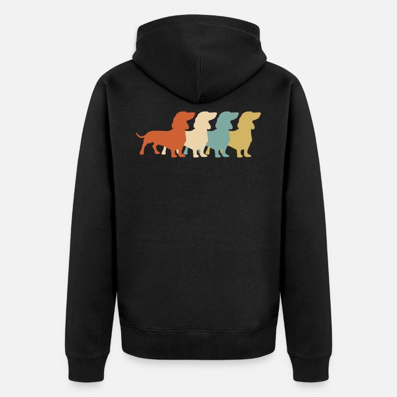 Dackel Retro Teckel Dachshund - Unisex Premium Bio Zip Hoodie - Schwarz