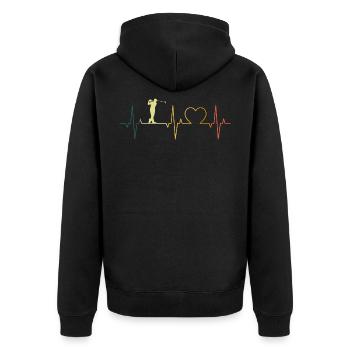 Golf Herzschlag Golfer Retro Herz Golfen - Unisex Premium Bio Zip Hoodie - Schwarz - Hinten - Nico (187cm)