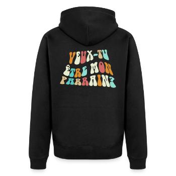 Veux tu être mon parrain - demande de parrain - Veste à capuche bio Premium Unisexe - noir - Dos - Nico (187cm)