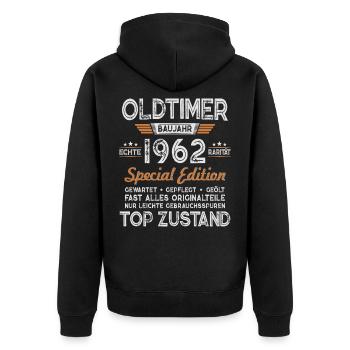 Oldtimer Baujahr 1962 Jahrgang Geburtstag Geschenk - Unisex Premium Bio Zip Hoodie - Schwarz - Hinten - Nico (187cm)