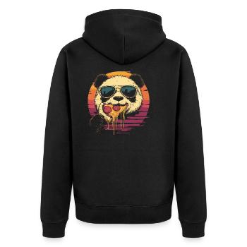 Panda avec des lunettes de soleil mangeant de la pizza - Veste à capuche bio Premium Unisexe - noir - Dos - Nico (187cm)