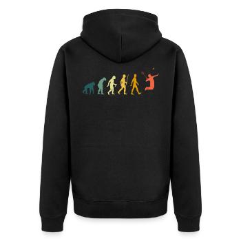Badminton Evolution Retro Badminton Player - Unisex Premium Organic Zip Hoodie - black - Back - Nico (187cm)