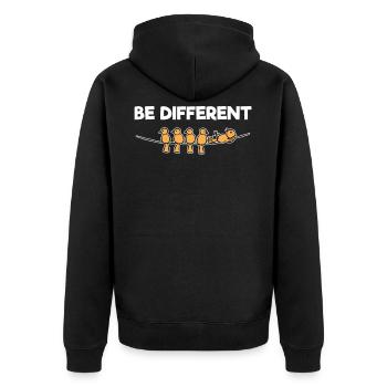Be Different - Unisex Premium Bio Zip Hoodie - Schwarz - Hinten - Nico (187cm)