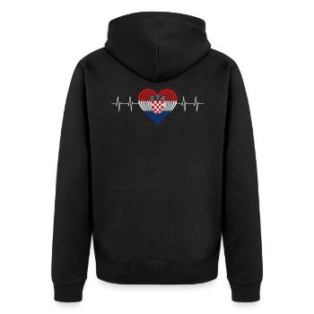 Croatia Kroatien Herz Herzschlag - Unisex Premium Bio Zip Hoodie - Schwarz - Hinten - Nico (187cm)