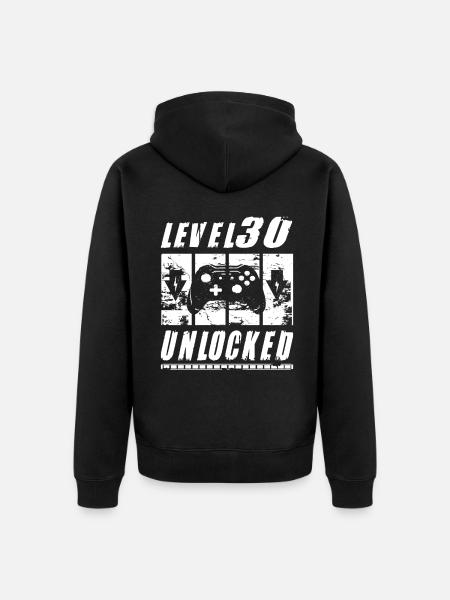 30 ans d’anniversaire Rétro Niveau 30 débloqué - Veste à capuche bio Premium Unisexe - noir