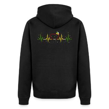 Köln Karneval Herzschlag EKG Narrenkappe Kölle - Unisex Premium Bio Zip Hoodie - Schwarz - Hinten - Nico (187cm)