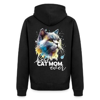Best Cat Mom Beste Katzenmama - Unisex Premium Bio Zip Hoodie - Schwarz - Hinten - Nico (187cm)