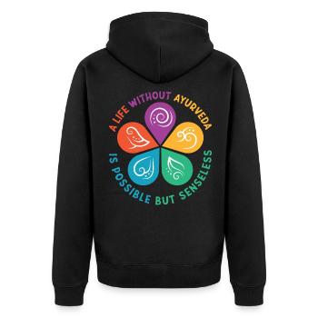 Ayurveda Gift Doshas Vata Kapha Pitta - Unisex Premium Organic Zip Hoodie - black - Back - Nico (187cm)