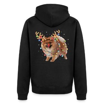 Weihnachten Pommerscher Liebhaber Weihnachten Hundegeschenk - Unisex Premium Bio Zip Hoodie - Schwarz - Hinten - Nico (187cm)