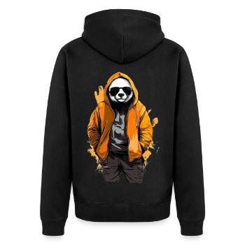 Panda big street style | Panda lovers - Unisex Premium Organic Zip Hoodie - black - Back - Nico (187cm)