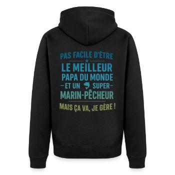 Super Papa Marin-Pêcheur cadeau fête des pères - Veste à capuche bio Premium Unisexe - noir - Dos - Nico (187cm)