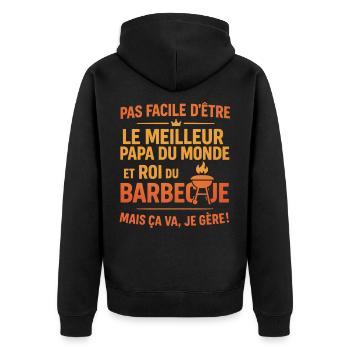Papa roi du barbecue cadeau fête des pères Noël - Veste à capuche bio Premium Unisexe - noir - Dos - Nico (187cm)
