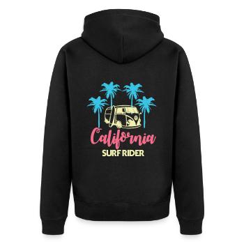 California USA America West Coast Beach Surf Rider - Unisex Premium Organic Zip Hoodie - black - Back - Nico (187cm)