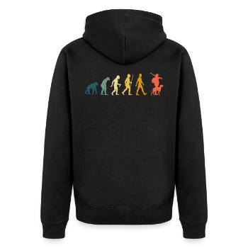 Hunter with Dog Evolution Hunting Dog Retro - Unisex Premium Organic Zip Hoodie - black - Back - Nico (187cm)