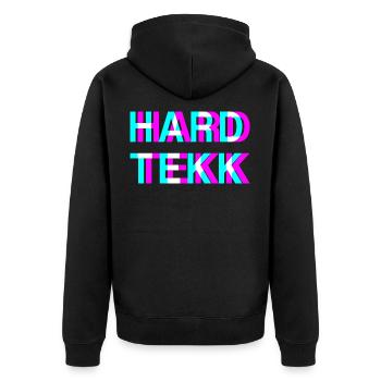 Hardtekk - Tekk - Techno - Techno music - Rave - Unisex Premium Bio Zip Hoodie - Schwarz - Hinten - Nico (187cm)