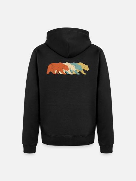 Bear Retro Bears Vintage - Unisex Premium Organic Zip Hoodie - black