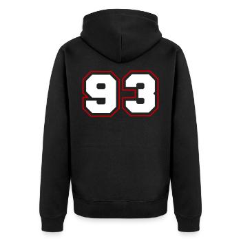 93 Symbole numérique - Veste à capuche bio Premium Unisexe - noir - Dos - Nico (187cm)