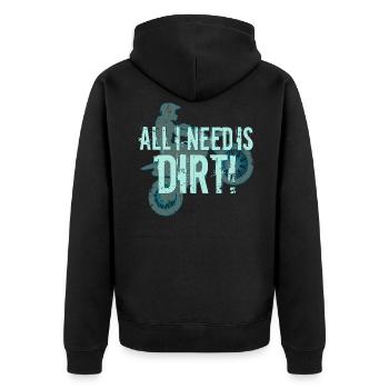All I Need Is Dirt - MX - Unisex Premium Bio Zip Hoodie - Schwarz - Hinten - Nico (187cm)