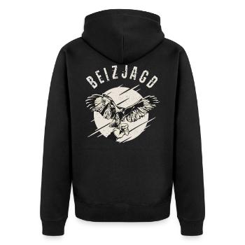 Beizjagd Falkner Falknerei falconry falcon - Unisex Premium Bio Zip Hoodie - Schwarz - Hinten - Nico (187cm)