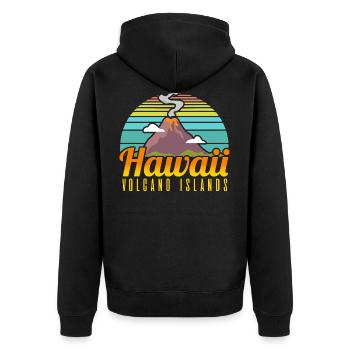 Hawaii Volcano Islands Vintage Souvenir - Unisex Premium Bio Zip Hoodie - Schwarz - Hinten - Nico (187cm)