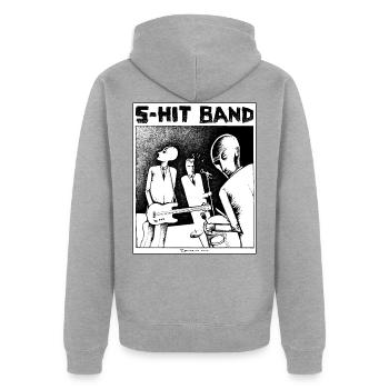 S-HIT BAND - Unisex Premium Organic Zip Hoodie - heather grey - Back - Nico (187cm)
