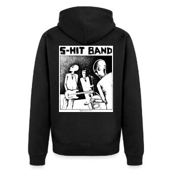 S-HIT BAND - Unisex Premium Bio Zip Hoodie - Schwarz - Hinten - Nico (187cm)