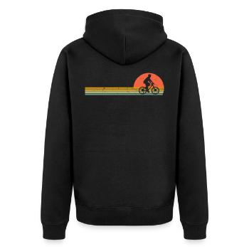 Mountain Bike Retro MTB Vintage Bicycle - Unisex Premium Organic Zip Hoodie - black - Back - Nico (187cm)