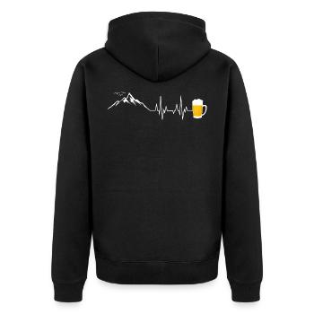 Mountains and beer heartbeat beer jug mountain birds - Unisex Premium Organic Zip Hoodie - black - Back - Nico (187cm)