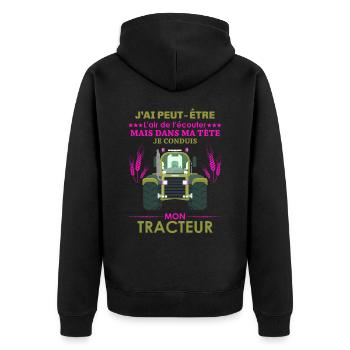 Agriculteur Shirt • Pilote de Tracteur • Cadeau - Veste à capuche bio Premium Unisexe - noir - Dos - Nico (187cm)