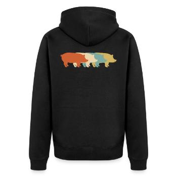 Porc-rétro agriculteur porcin fermier Sau - Veste à capuche bio Premium Unisexe - noir - Dos - Nico (187cm)