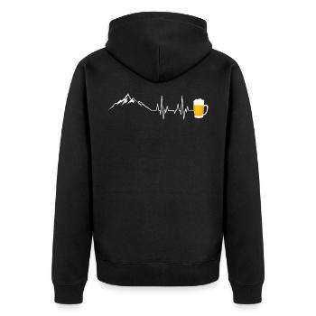 Mountains and beer heartbeat Beer jug mountain - Unisex Premium Organic Zip Hoodie - black - Back - Nico (187cm)