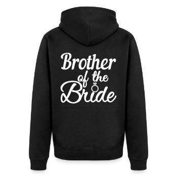 Bruder der Braut Bachelorette Party Geschenk - Unisex Premium Bio Zip Hoodie - Schwarz - Hinten - Nico (187cm)